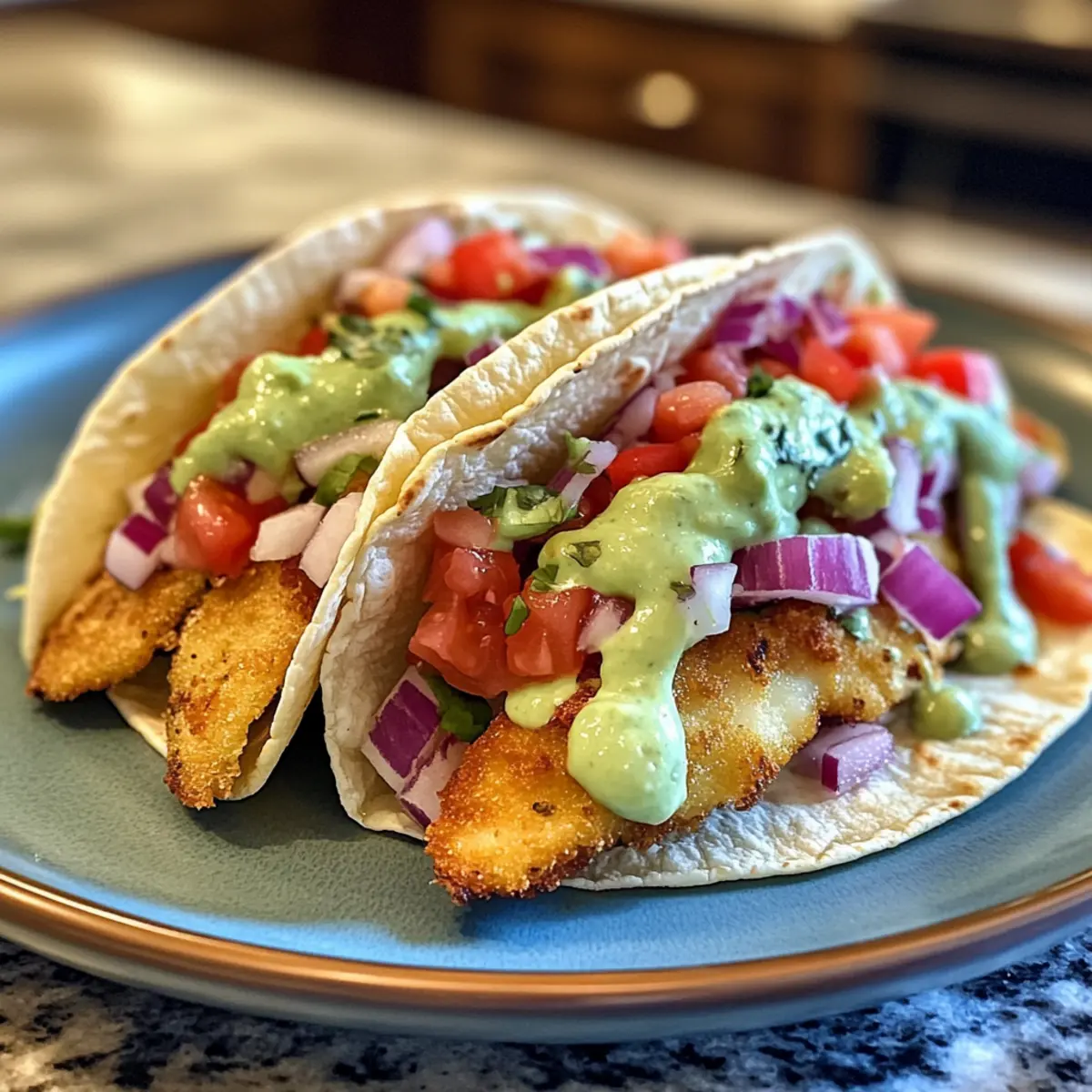 Crispy Zesty Baja Fish Tacos with Avocado Crema