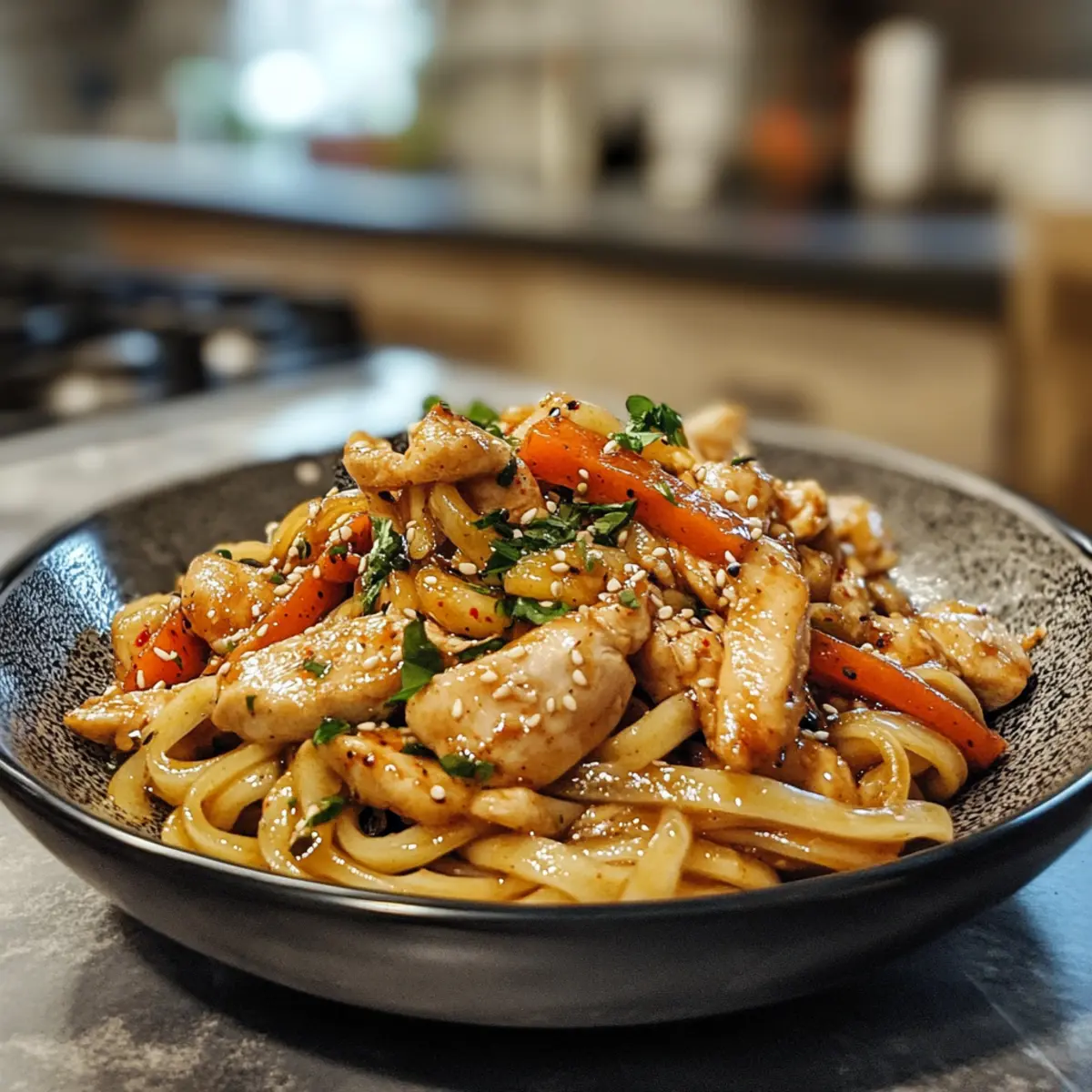 Savory Delightful Chicken Yaki Udon Noodle Stir Fry