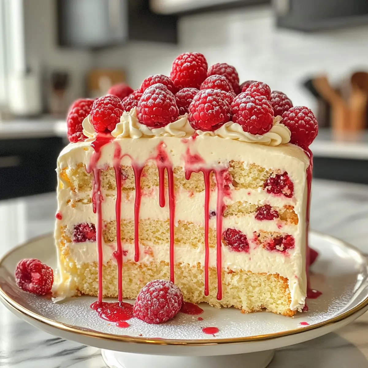 Heavenly Creamy White Chocolate Raspberry Cake