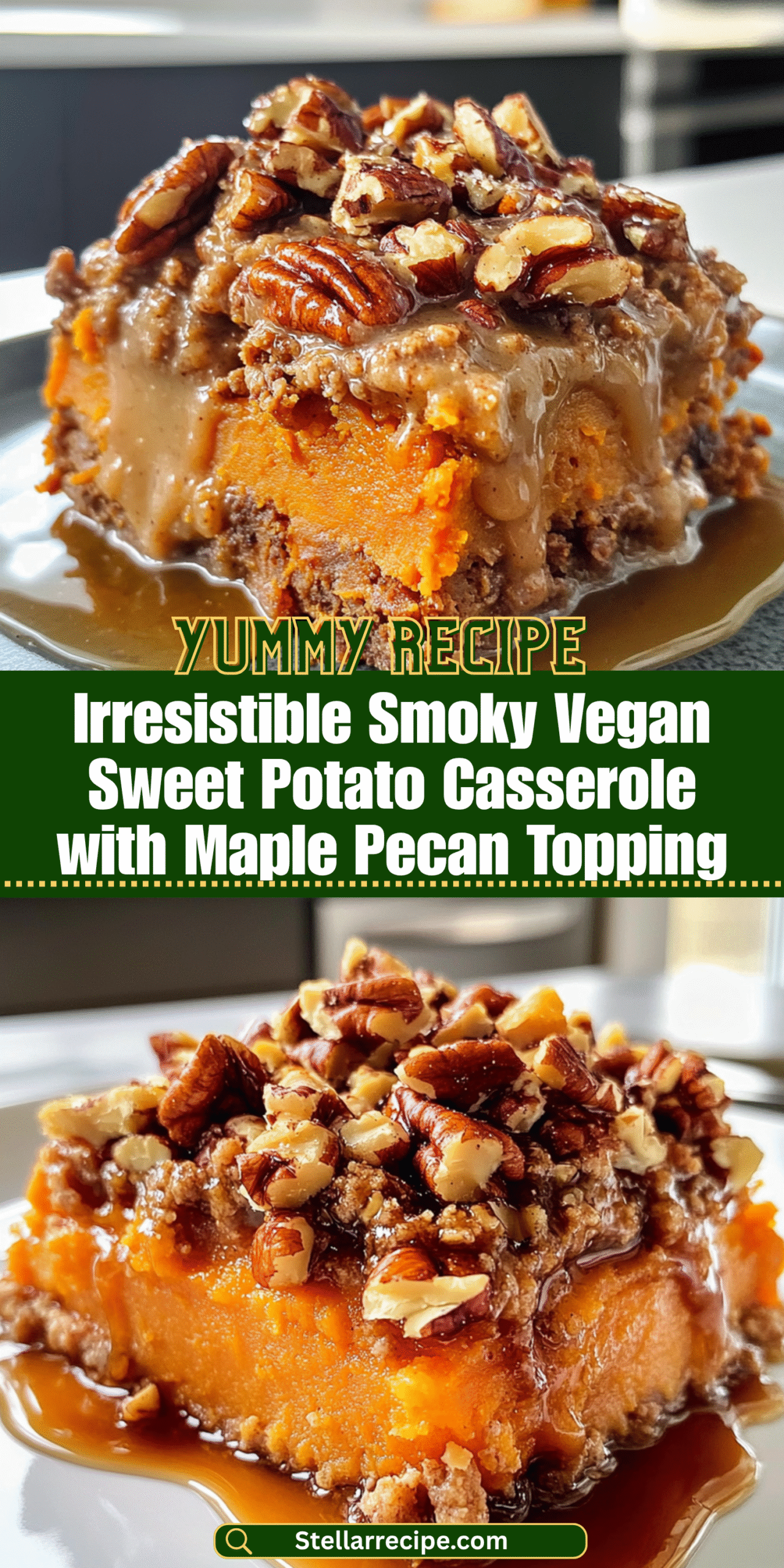 Irresistible Smoky Vegan Sweet Potato Casserole with Maple Pecan Topping