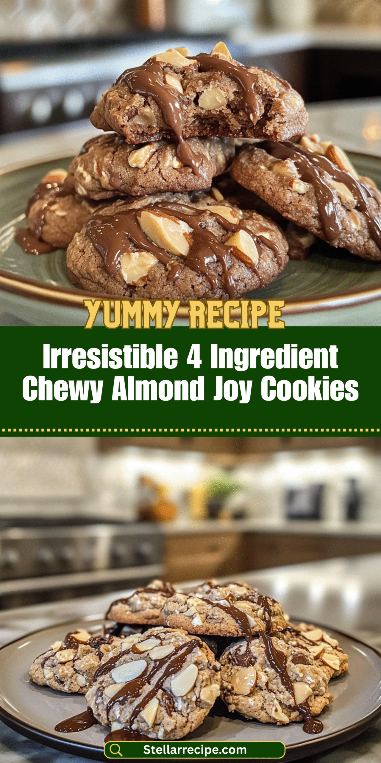Irresistible 4 Ingredient Chewy Almond Joy Cookies