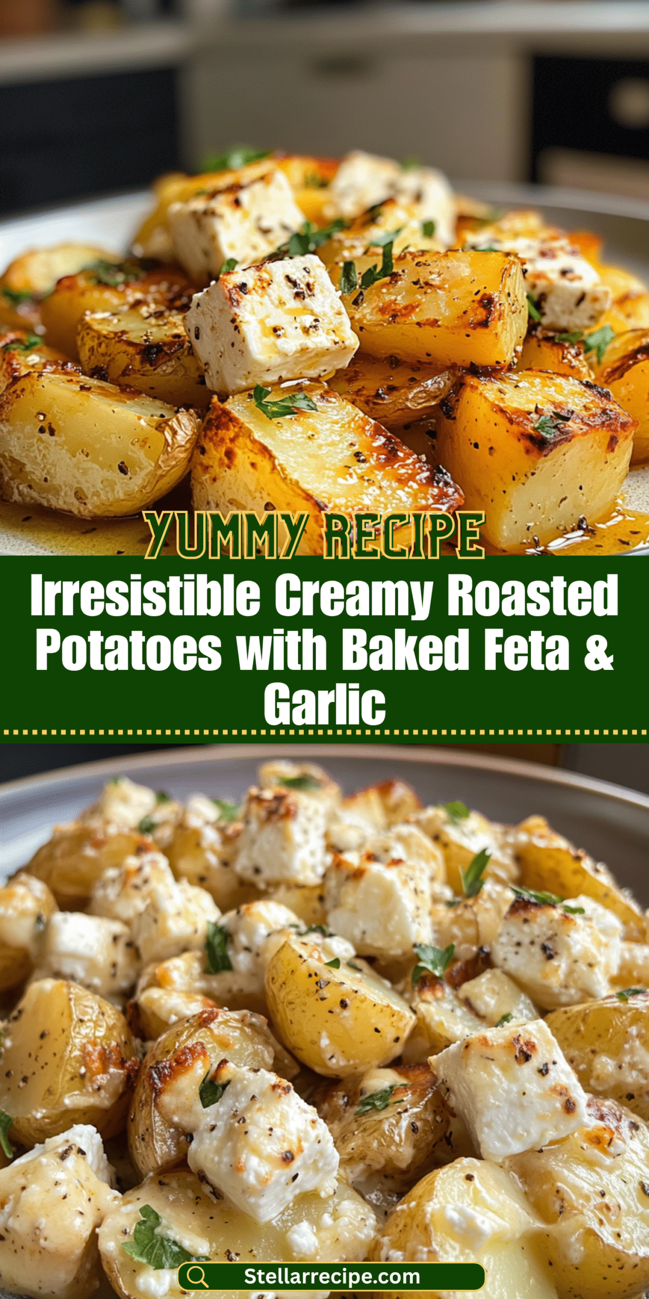Irresistible Creamy Roasted Potatoes with Baked Feta & Garlic