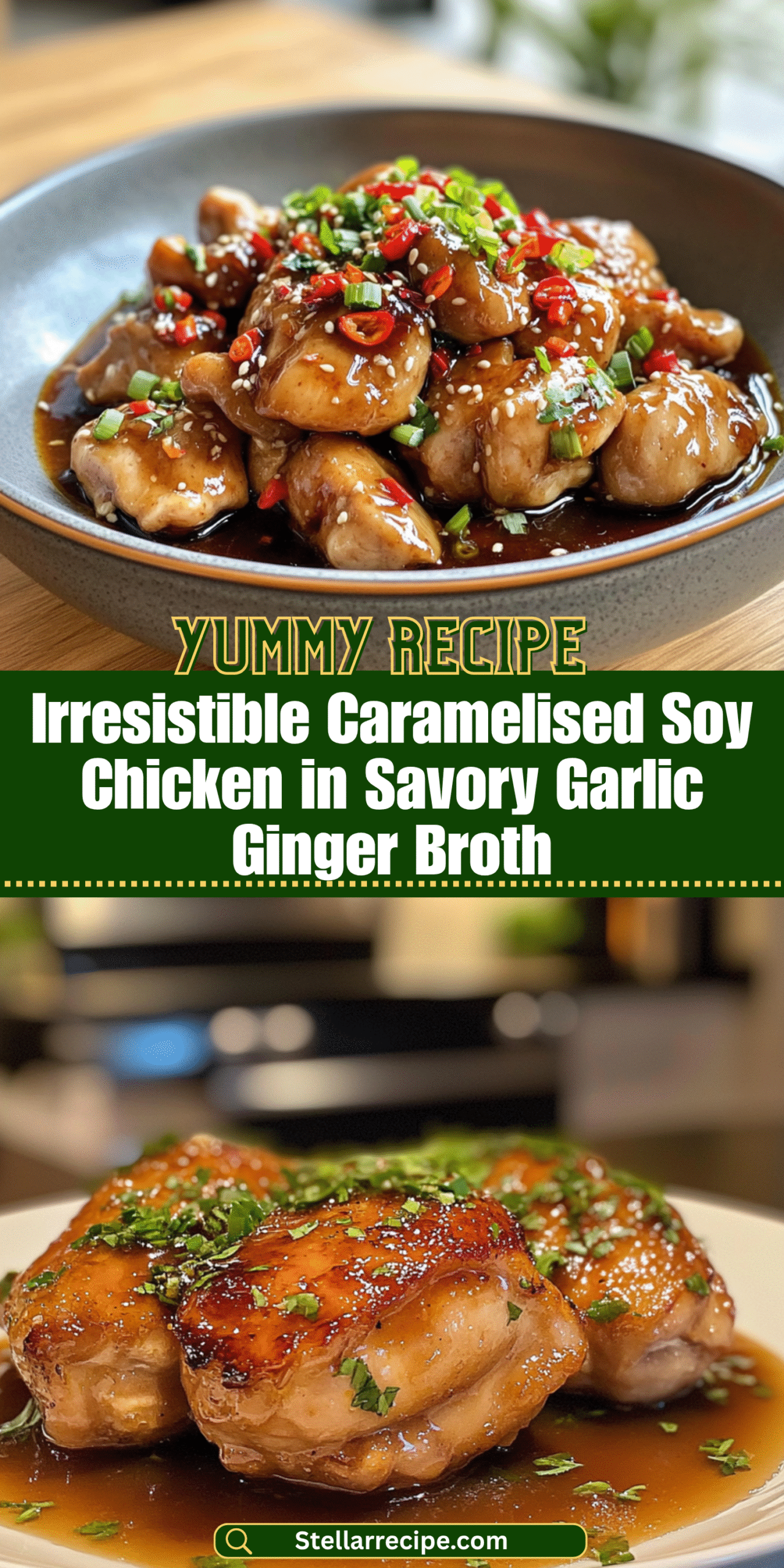 Irresistible Caramelised Soy Chicken in Savory Garlic Ginger Broth