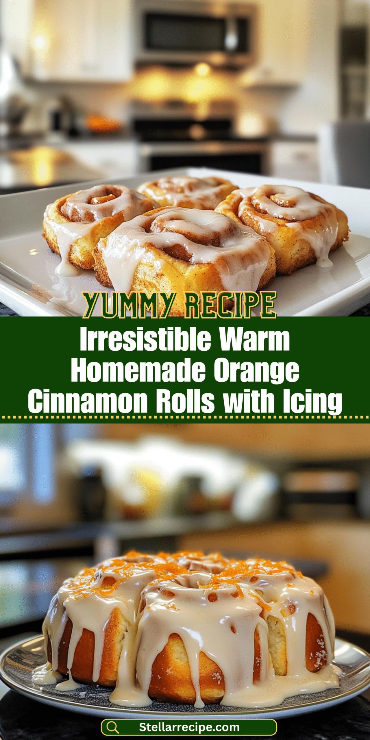 Irresistible Warm Homemade Orange Cinnamon Rolls with Icing