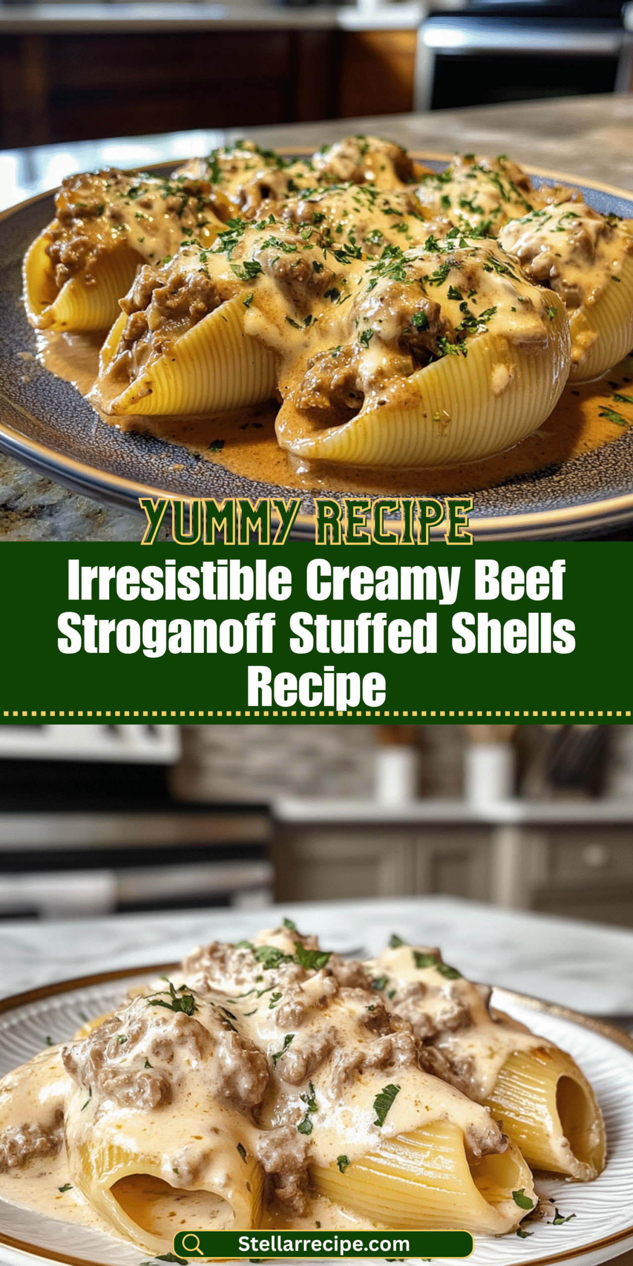 Irresistible Creamy Beef Stroganoff Stuffed Shells Recipe