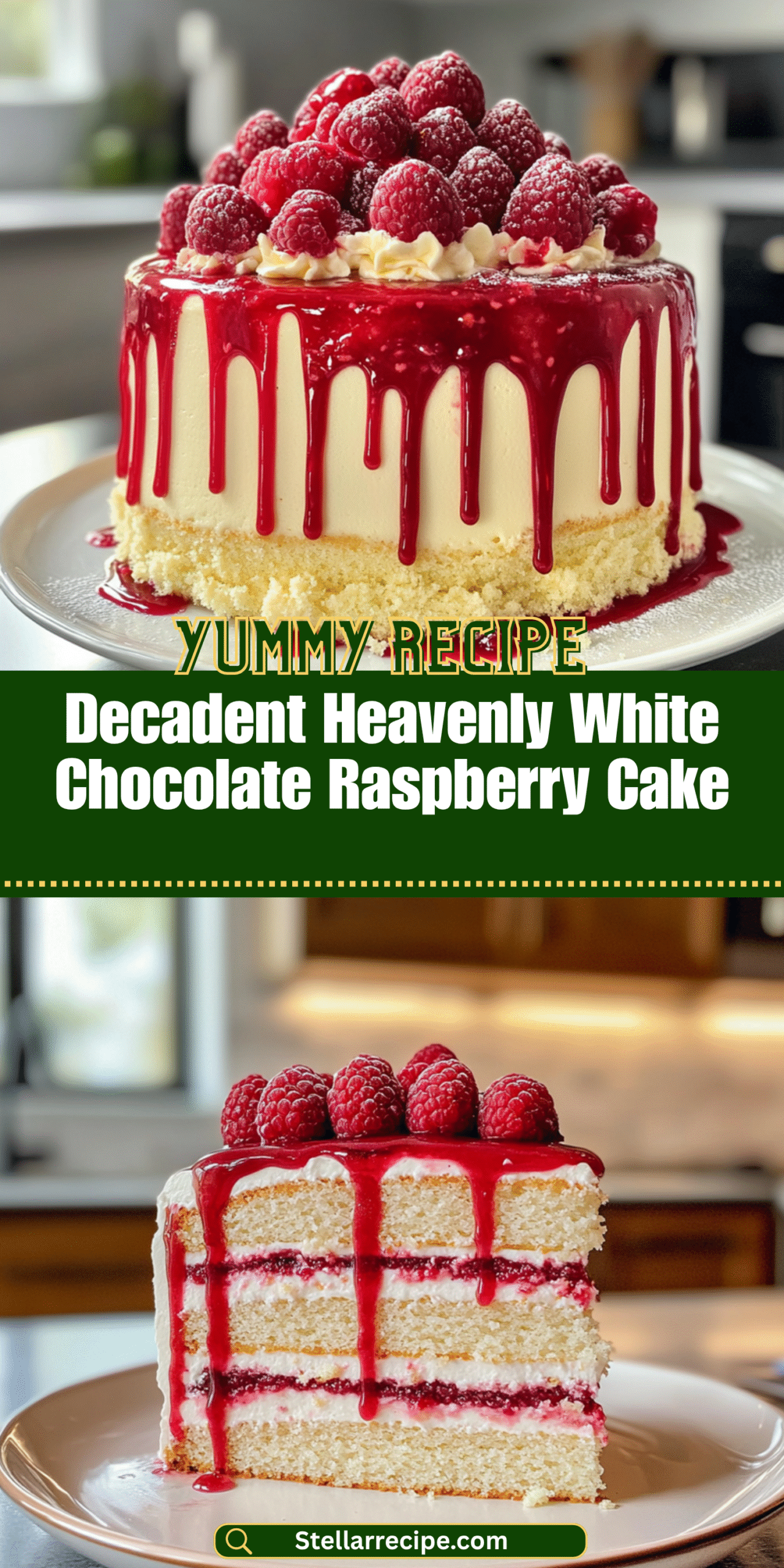 Decadent Heavenly White Chocolate Raspberry Cake