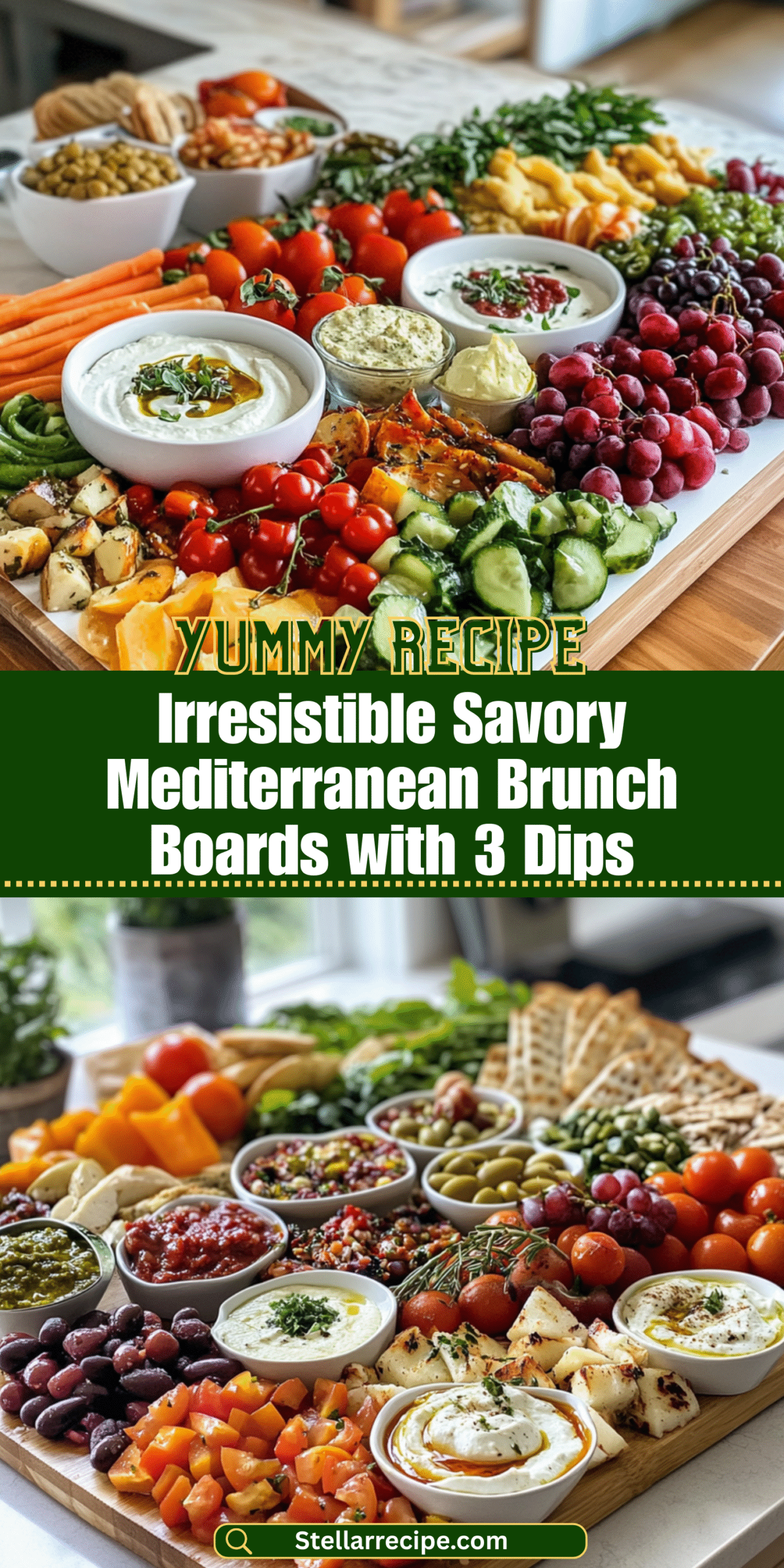 Irresistible Savory Mediterranean Brunch Boards with 3 Dips
