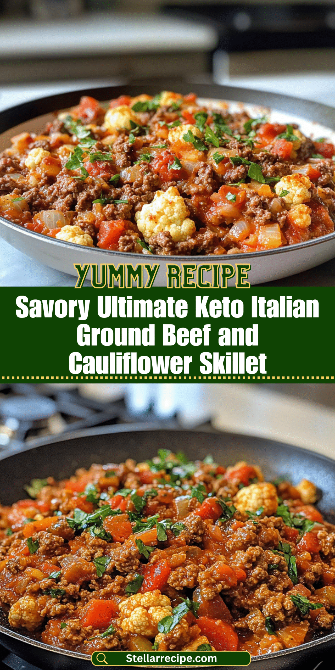 Savory Ultimate Keto Italian Ground Beef and Cauliflower Skillet