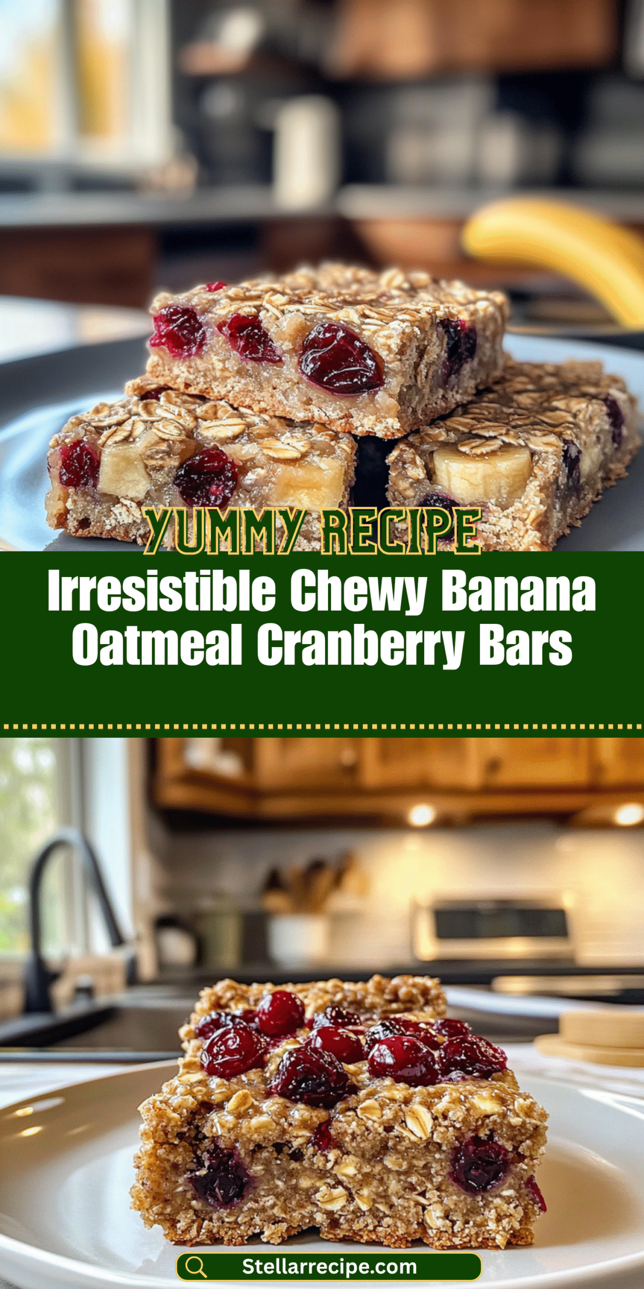 Irresistible Chewy Banana Oatmeal Cranberry Bars