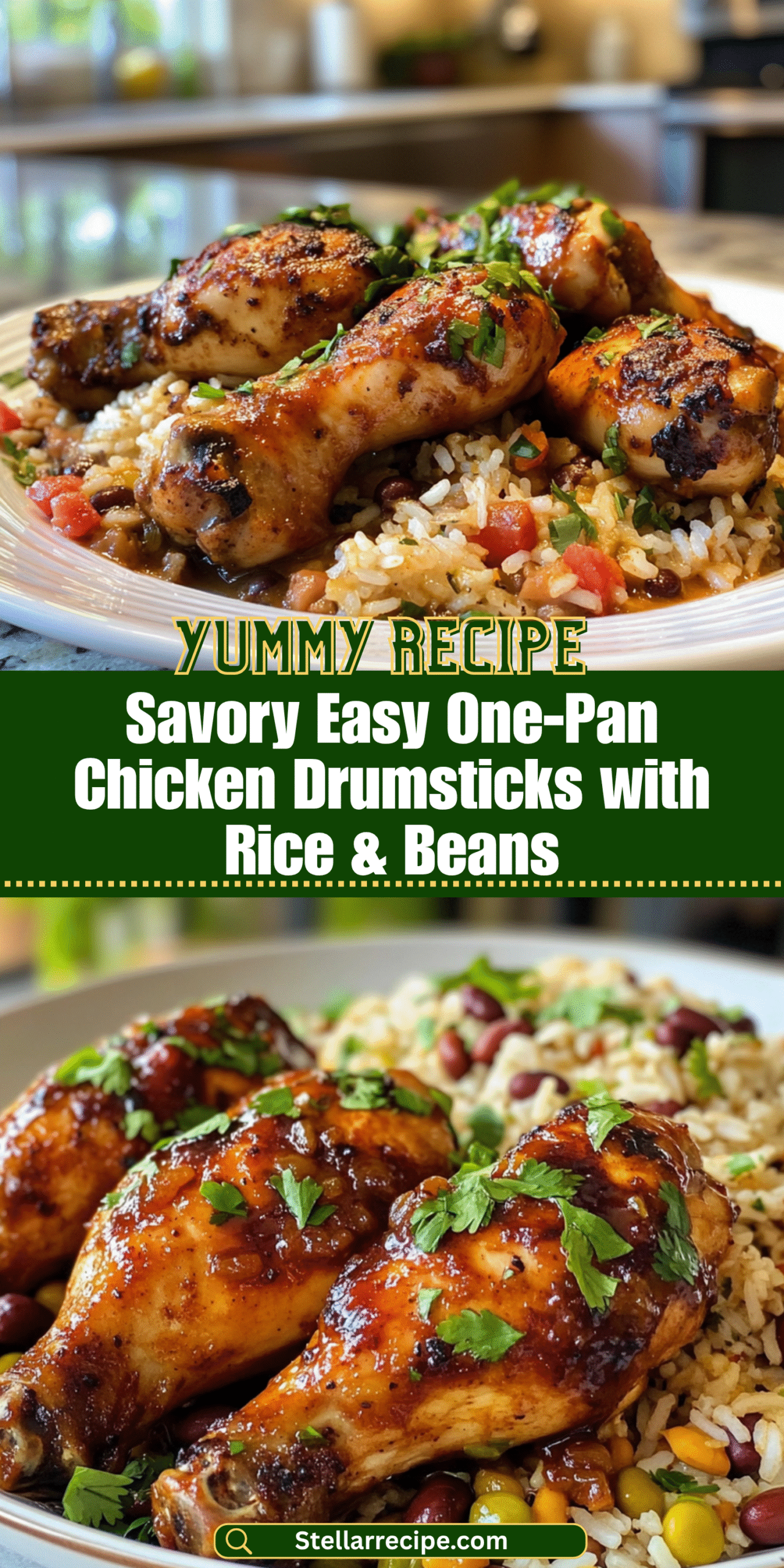 Savory Easy One-Pan Chicken Drumsticks with Rice & Beans