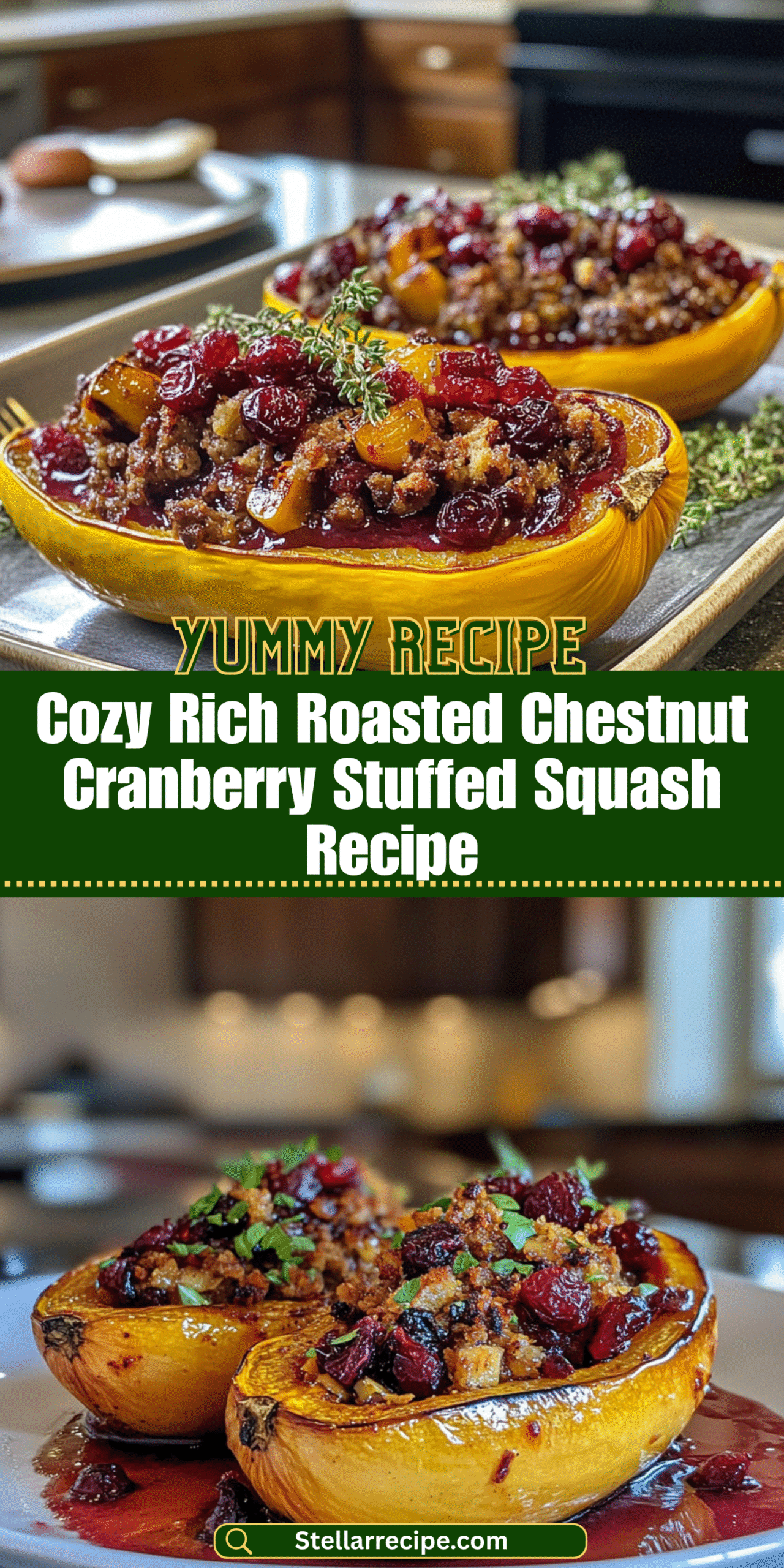 Cozy Rich Roasted Chestnut Cranberry Stuffed Squash Recipe