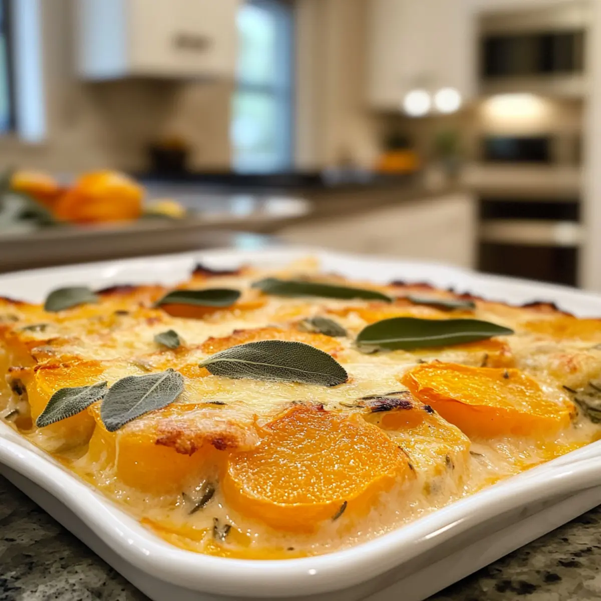 Irresistible Creamy Sage Butternut Squash Gratin