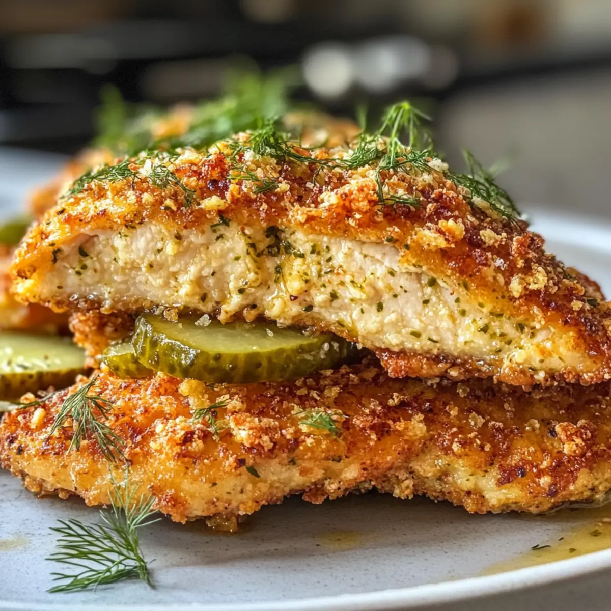 Crispy Flavorful Dill Pickle Parmesan Chicken