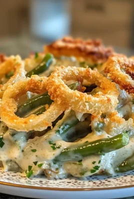 Irresistible Creamy Green Bean Casserole with Onion Rings Recipe