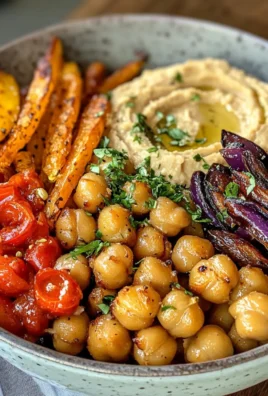 Irresistible Flavorful Roasted Vegetables & Chickpea Bowl with Hummus
