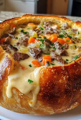 Ultimate Creamy Philly Cheese Steak Soup in a Bread Bowl Recipe