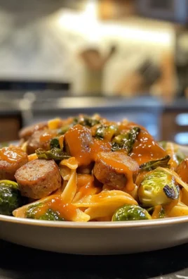 Cozy Rich Autumn Dinner: Sausage, Pasta, Brussels Sprouts Delight