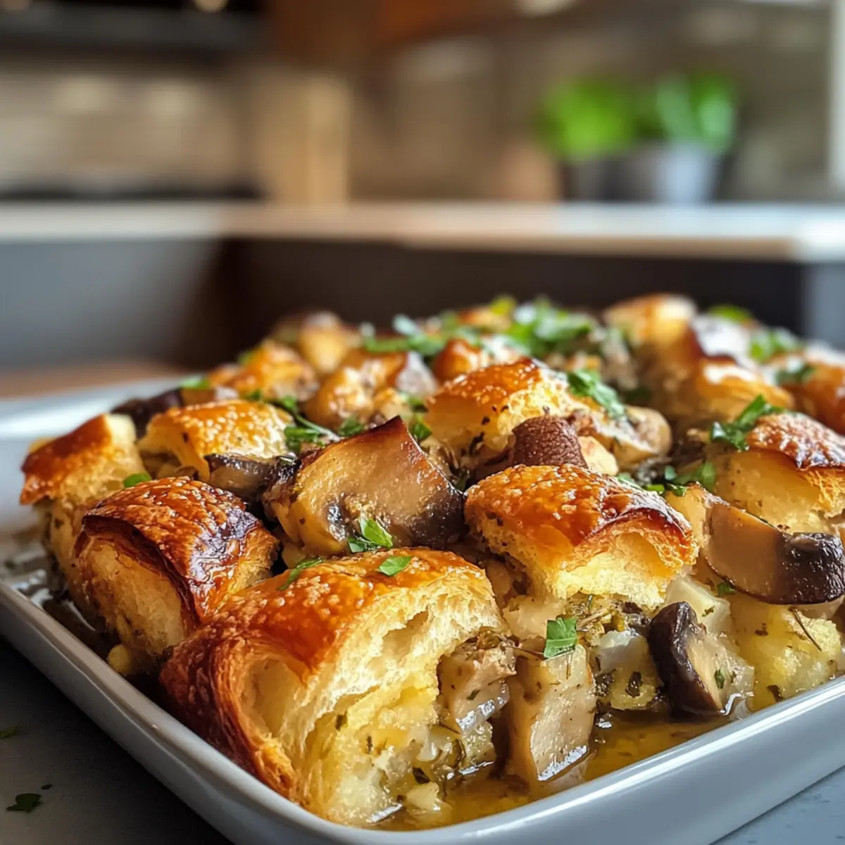 Irresistible Savory Herby Mushroom Croissant Stuffing Recipe