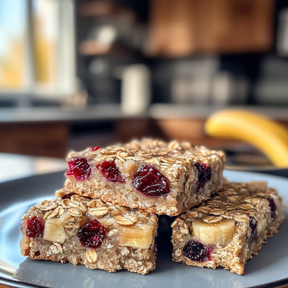 Irresistible Chewy Banana Oatmeal Cranberry Bars