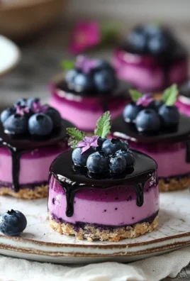 Irresistible Creamy Mini Blueberry Mousse Cakes with Mirror Glaze