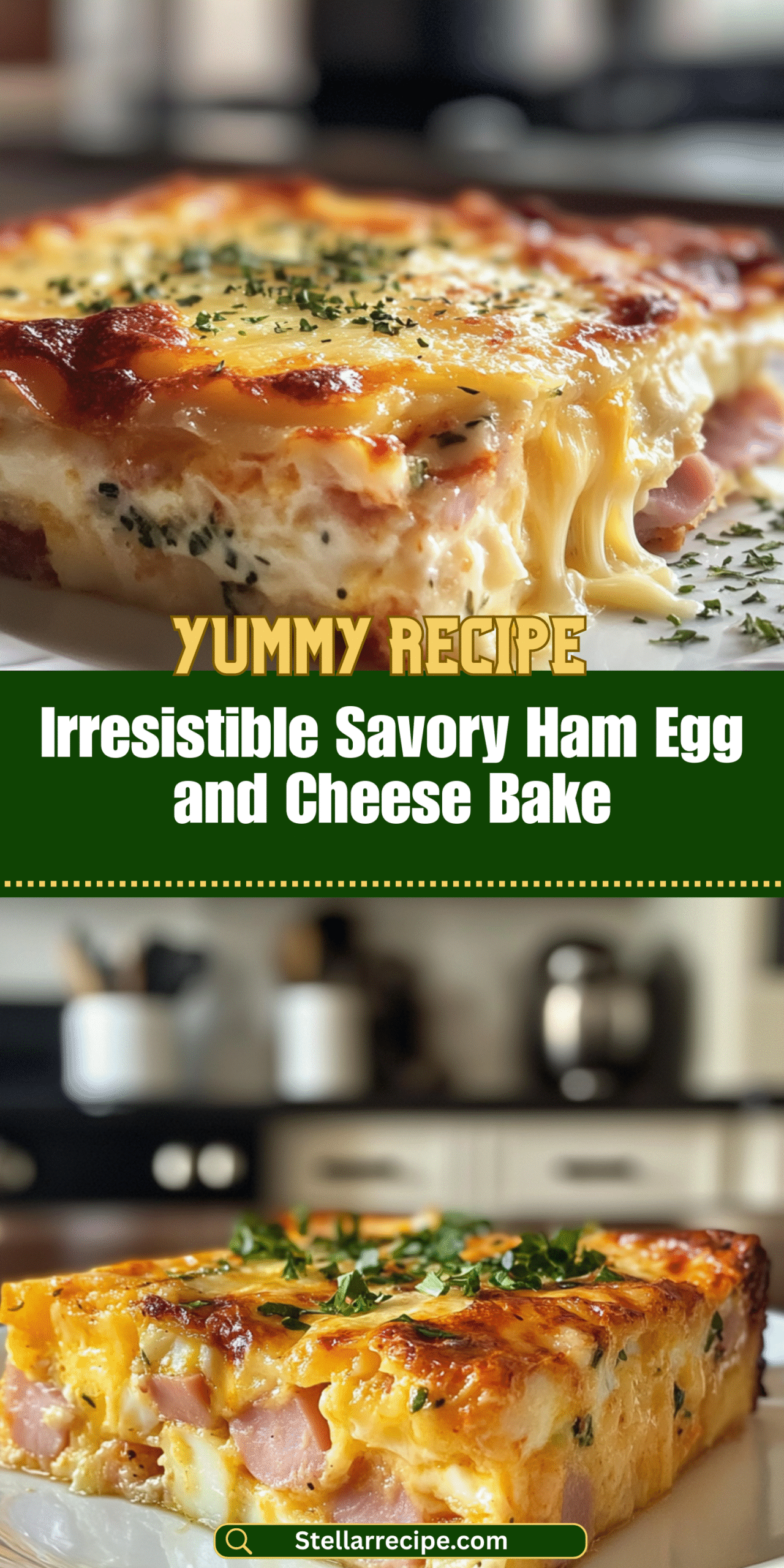 Irresistible Savory Ham Egg and Cheese Bake