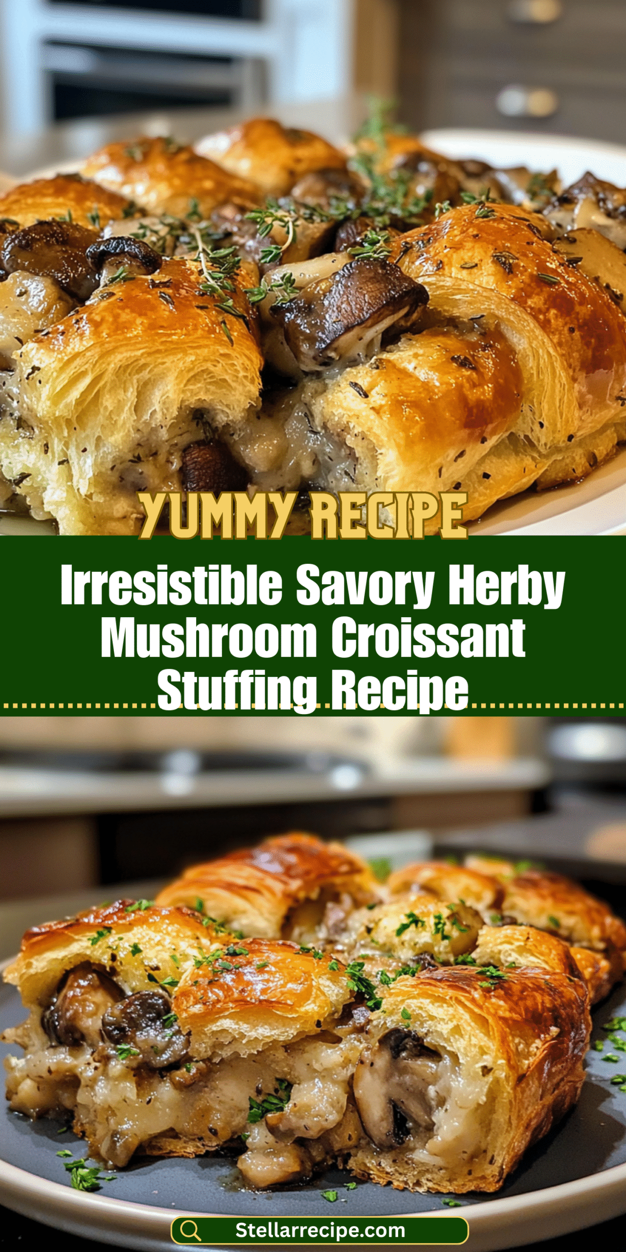 Irresistible Savory Herby Mushroom Croissant Stuffing Recipe