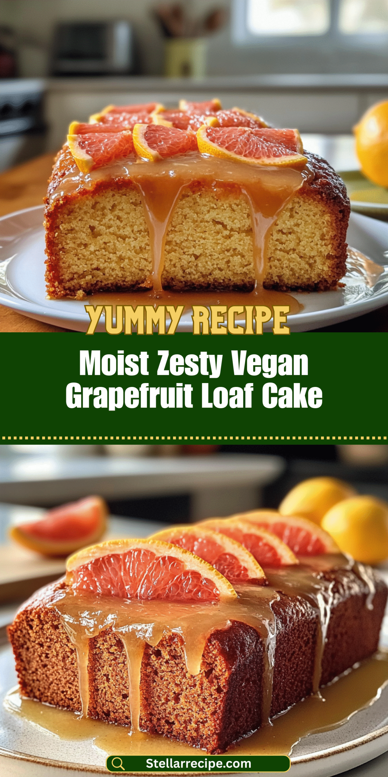 Moist Zesty Vegan Grapefruit Loaf Cake