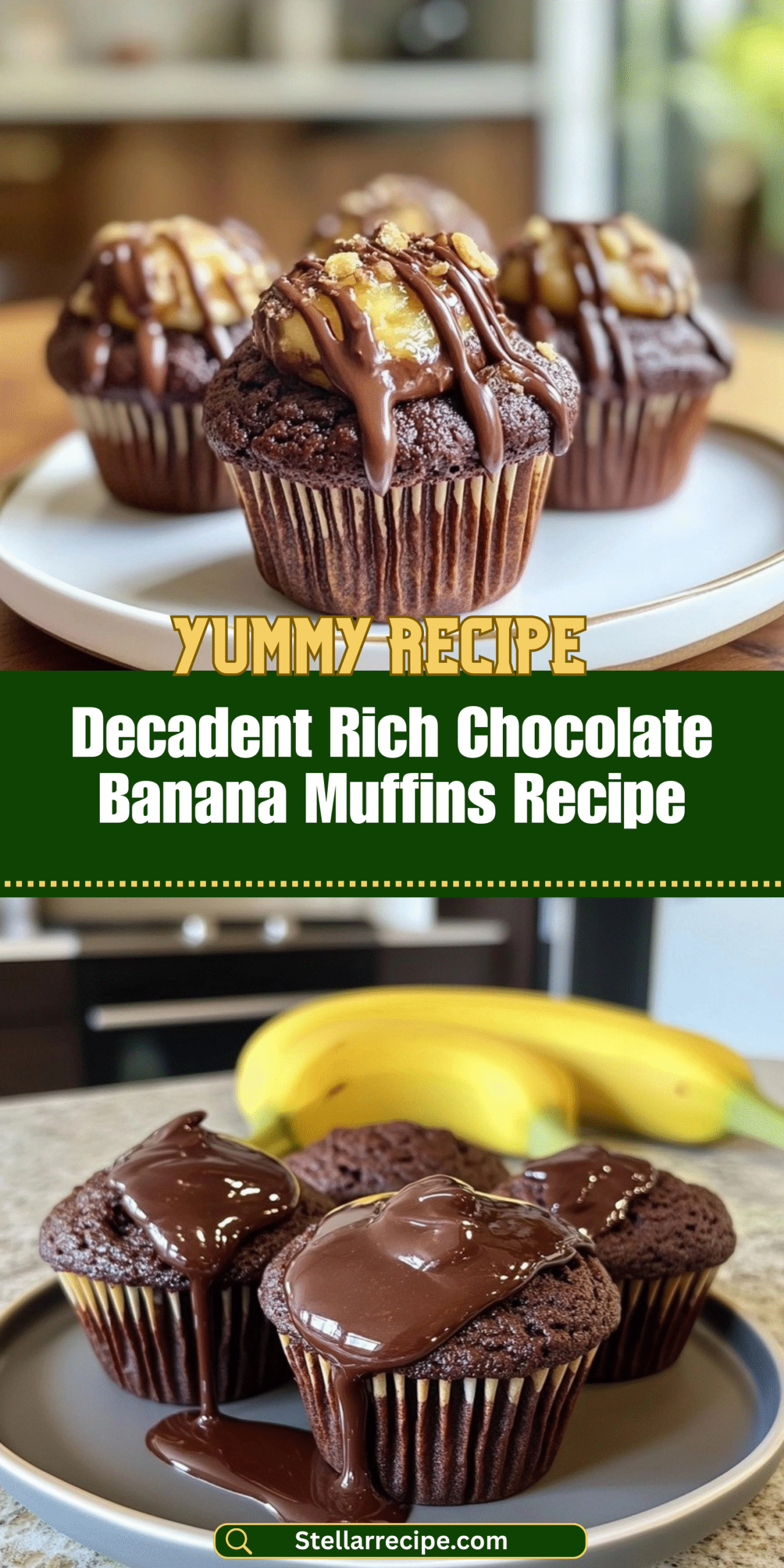 Decadent Rich Chocolate Banana Muffins Recipe