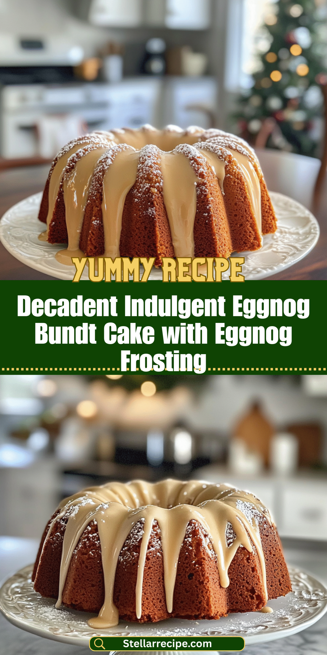 Decadent Indulgent Eggnog Bundt Cake with Eggnog Frosting