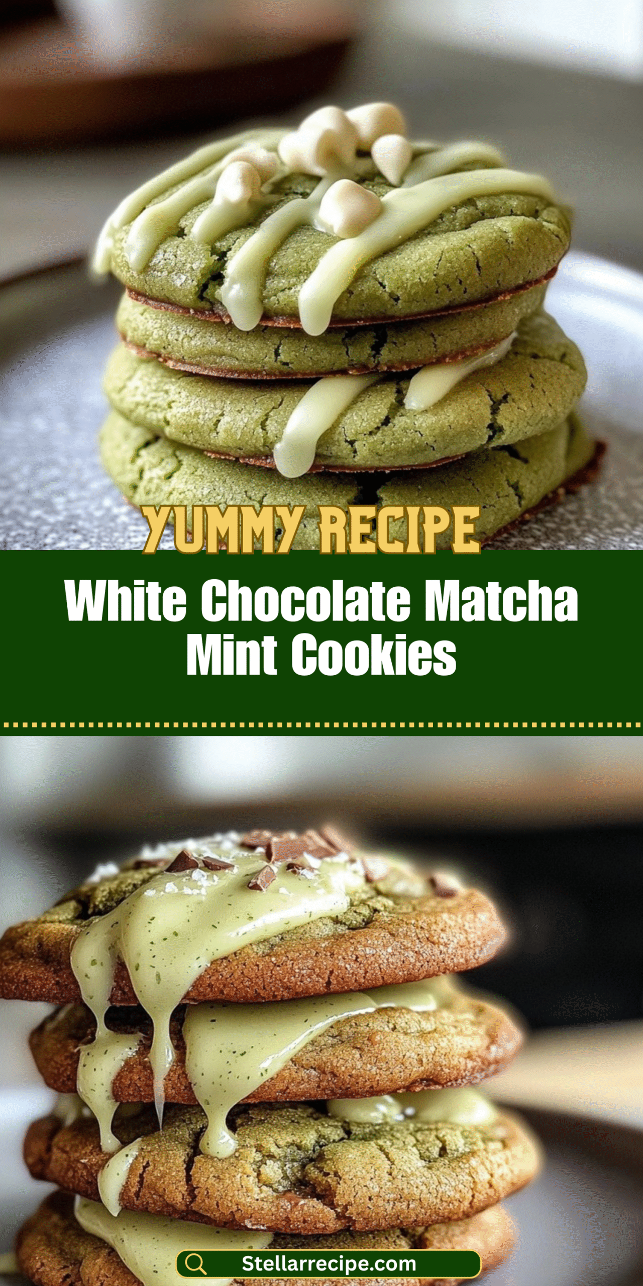 White Chocolate Matcha Mint Cookies
