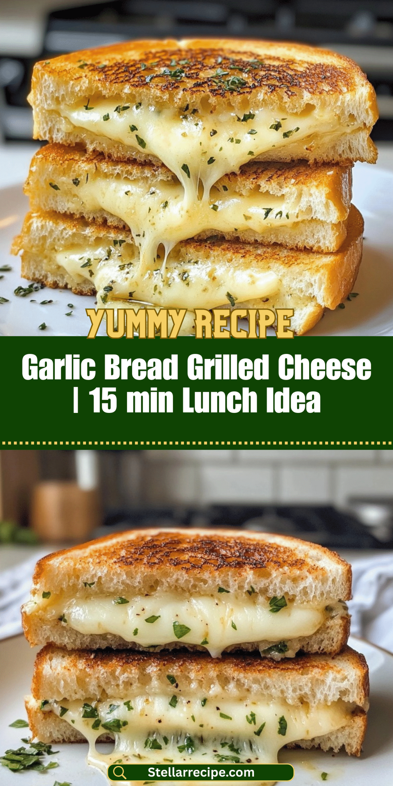 Garlic Bread Grilled Cheese | 15 min Lunch Idea