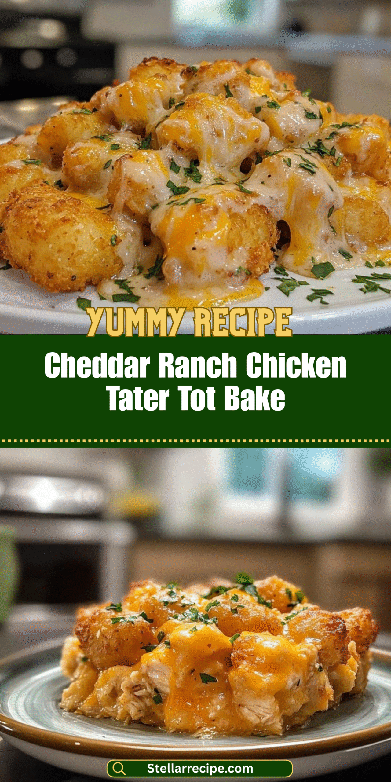 Cheddar Ranch Chicken Tater Tot Bake