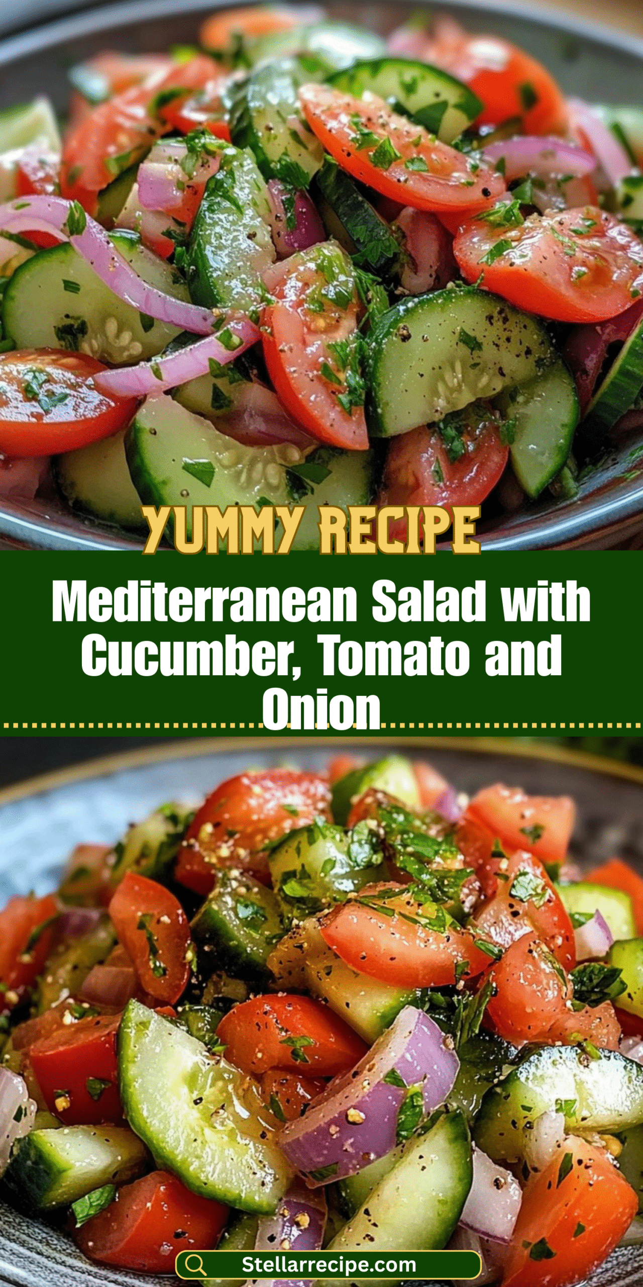 Mediterranean Salad with Cucumber, Tomato and Onion
