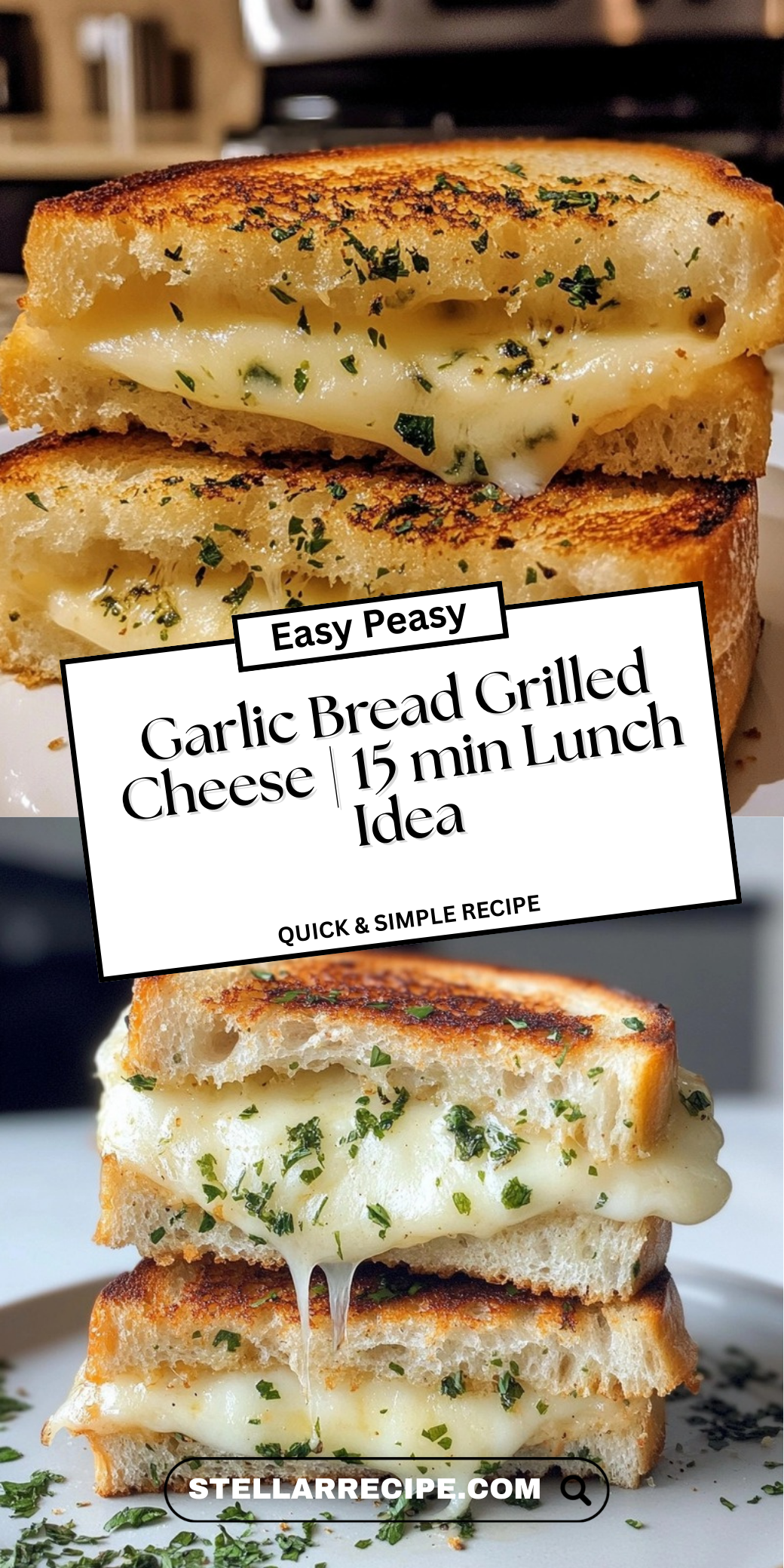 Garlic Bread Grilled Cheese | 15 min Lunch Idea