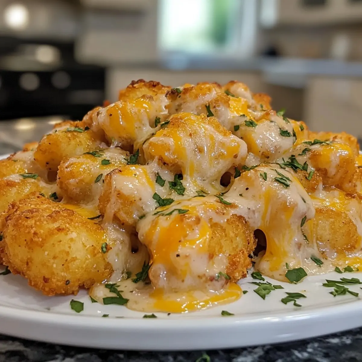 Cheddar Ranch Chicken Tater Tot Bake