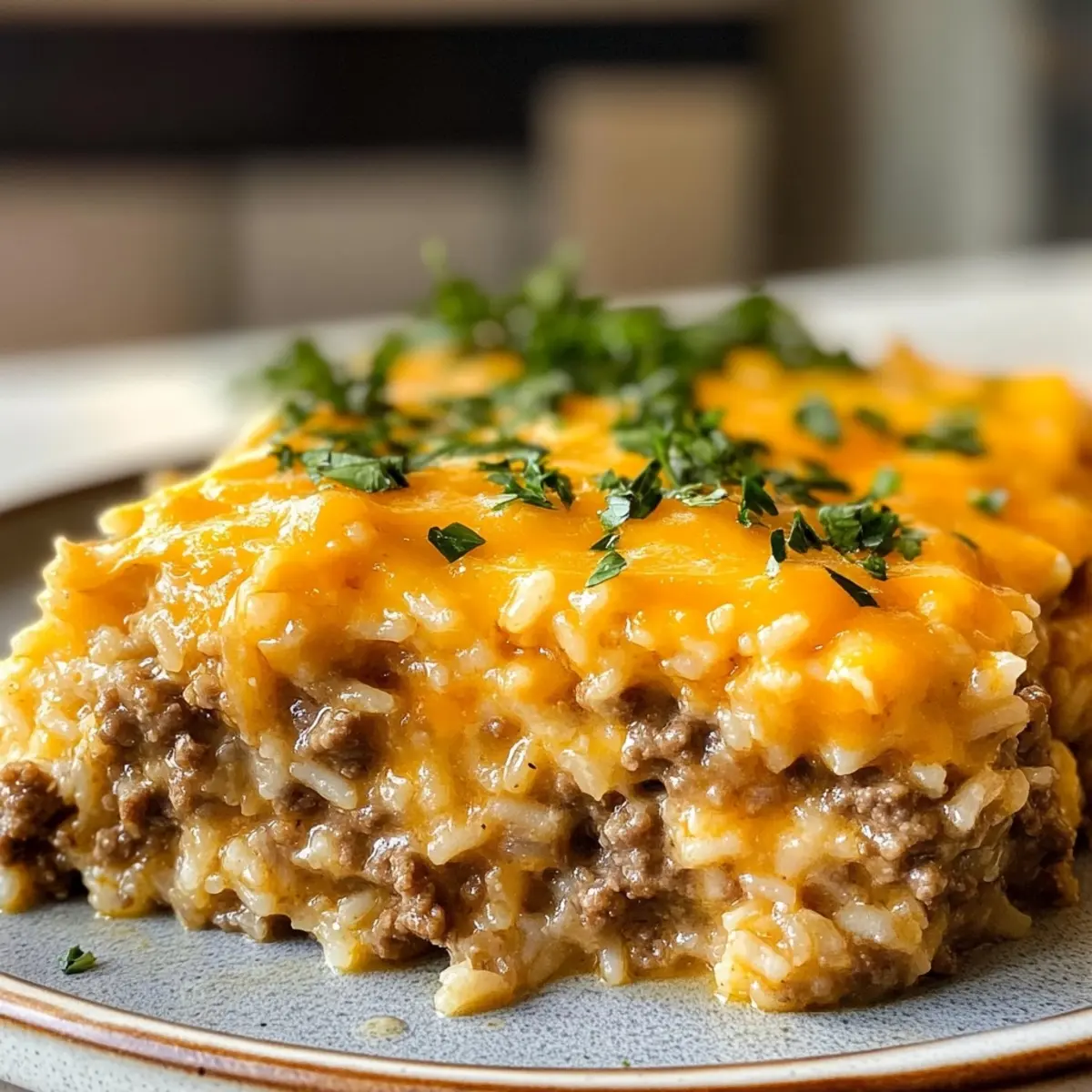 Cheesy Ground Beef and Rice Casserole