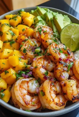 Shrimp and Avocado Bowls with Mango Salsa & Lime-Chili Sauce