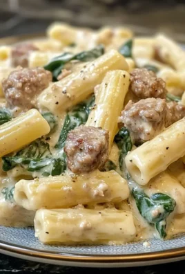 One Pot Creamy Sausage and Spinach Pasta