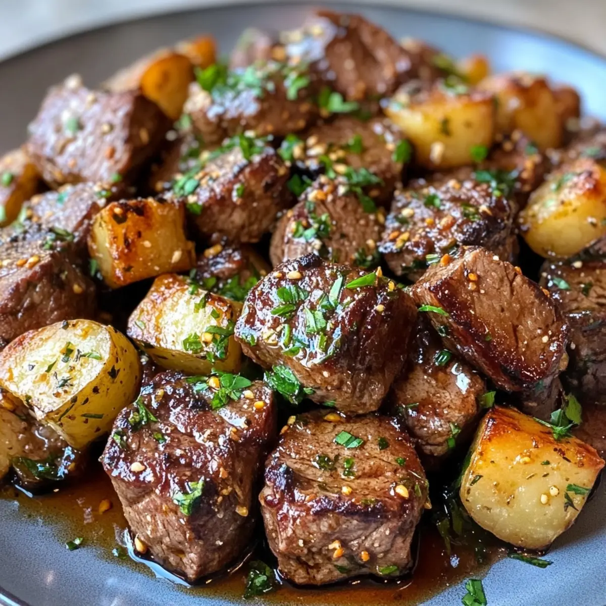 Garlic Steak Bites and Potatoes Recipe