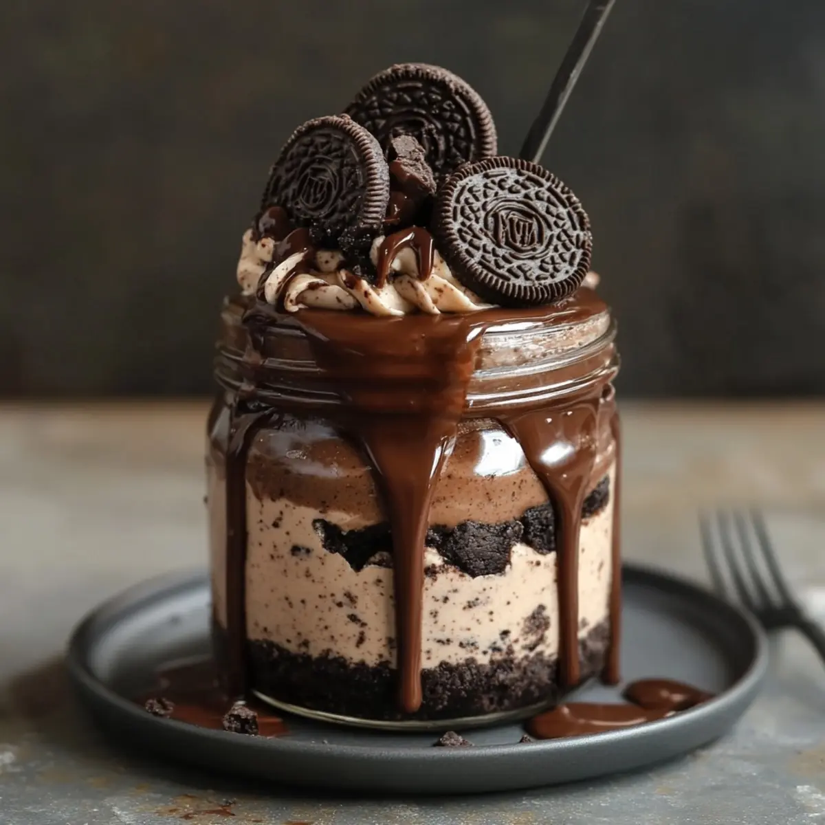 No-Bake Nutella Oreo Cheesecake Jar