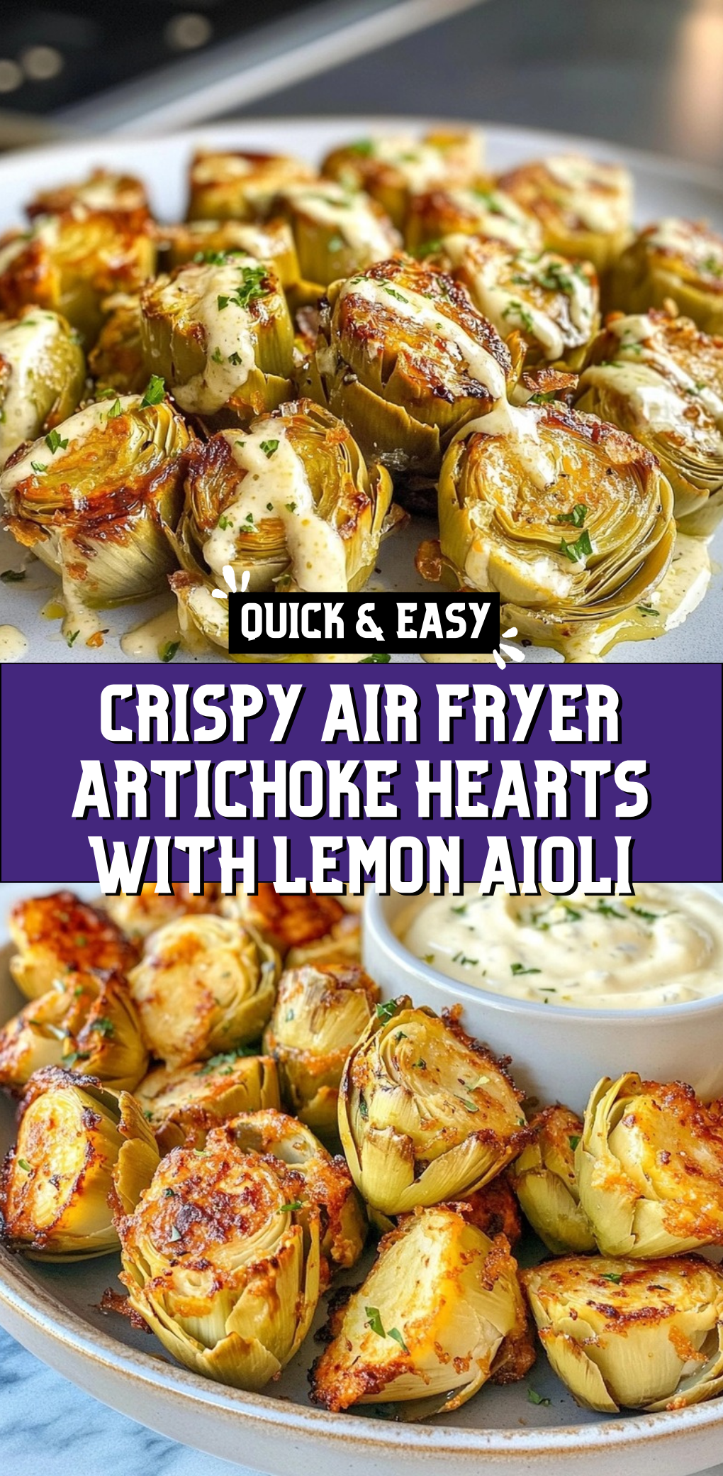 Crispy Air Fryer Artichoke Hearts with Lemon Aioli