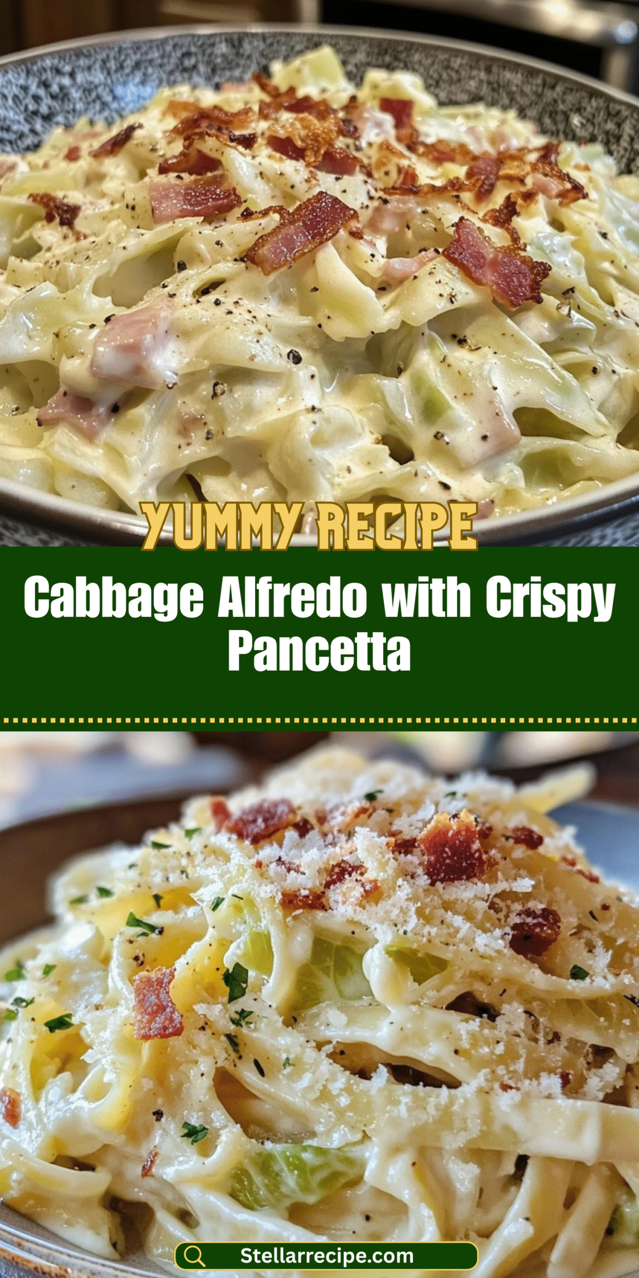 Cabbage Alfredo with Crispy Pancetta