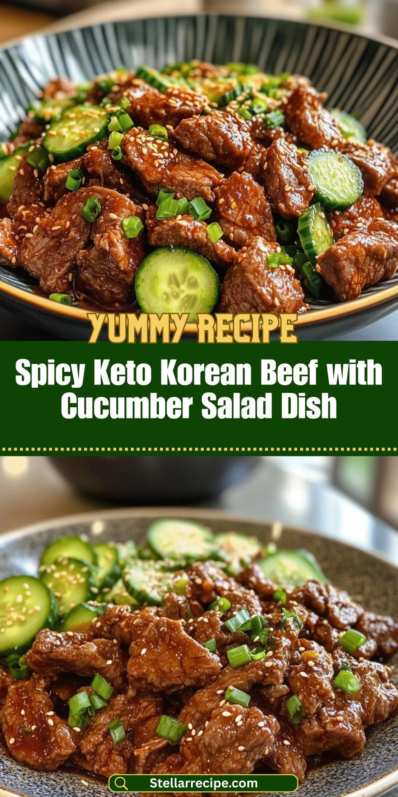 Spicy Keto Korean Beef with Cucumber Salad Dish