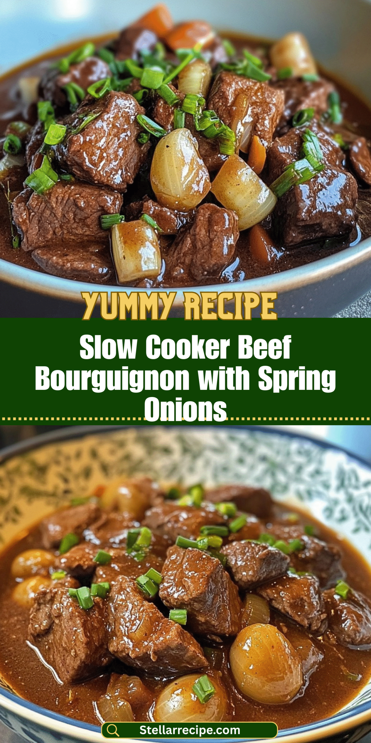 Slow Cooker Beef Bourguignon with Spring Onions
