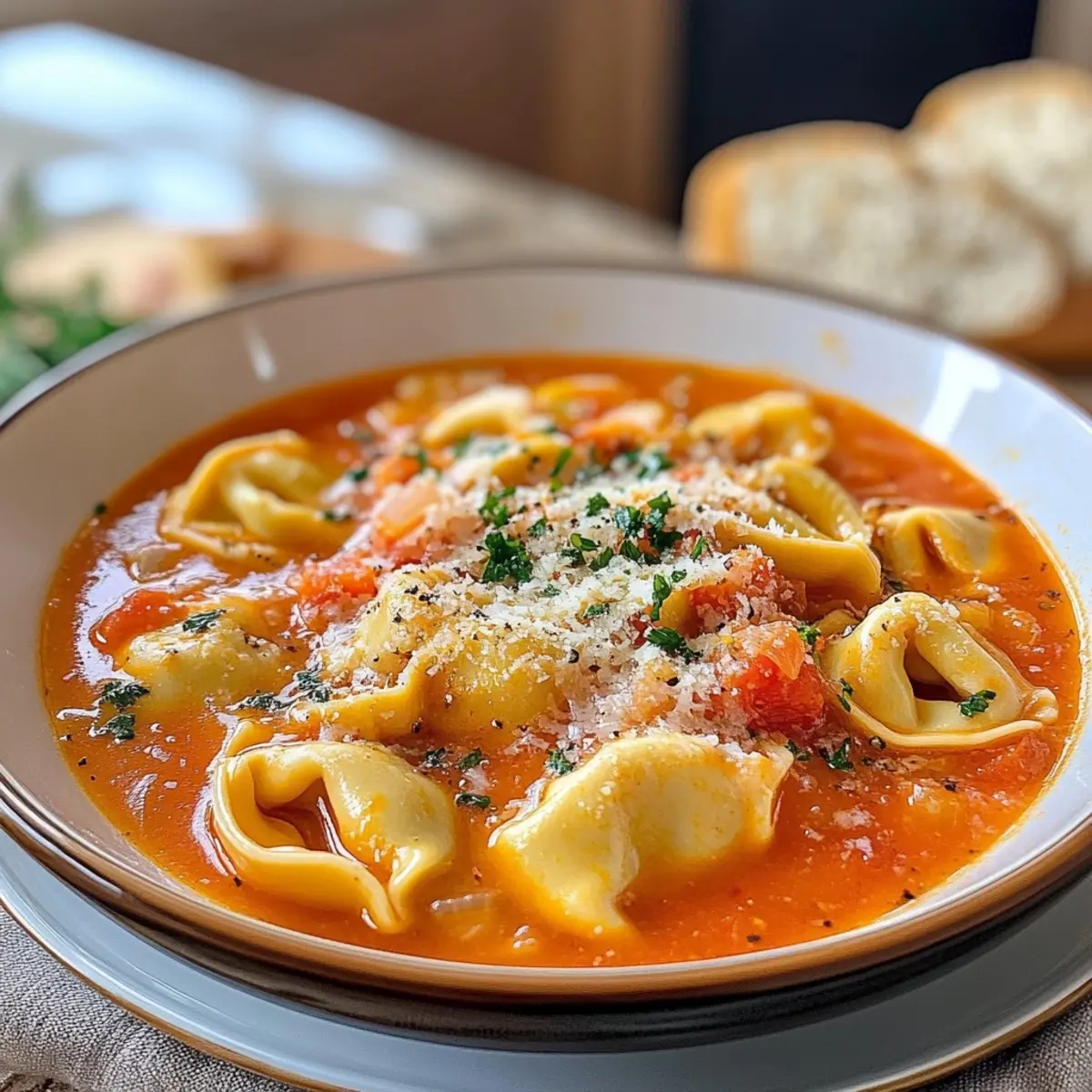 Cheesy Tomato Tortellini Soup