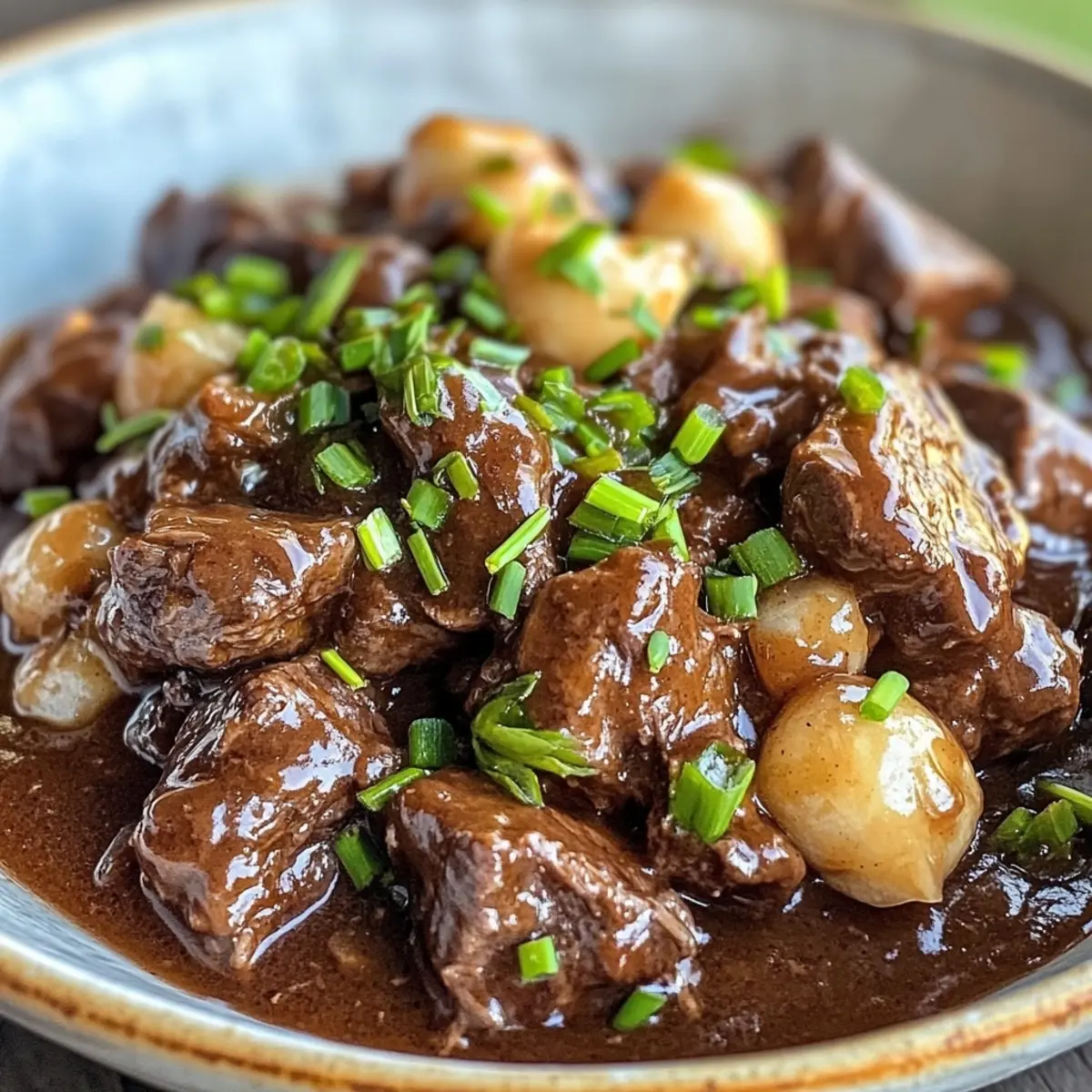 Slow Cooker Beef Bourguignon with Spring Onions