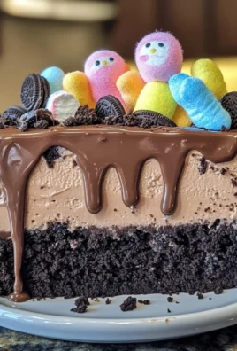 Oreo Dirt Chocolate Cheesecake with Peeps