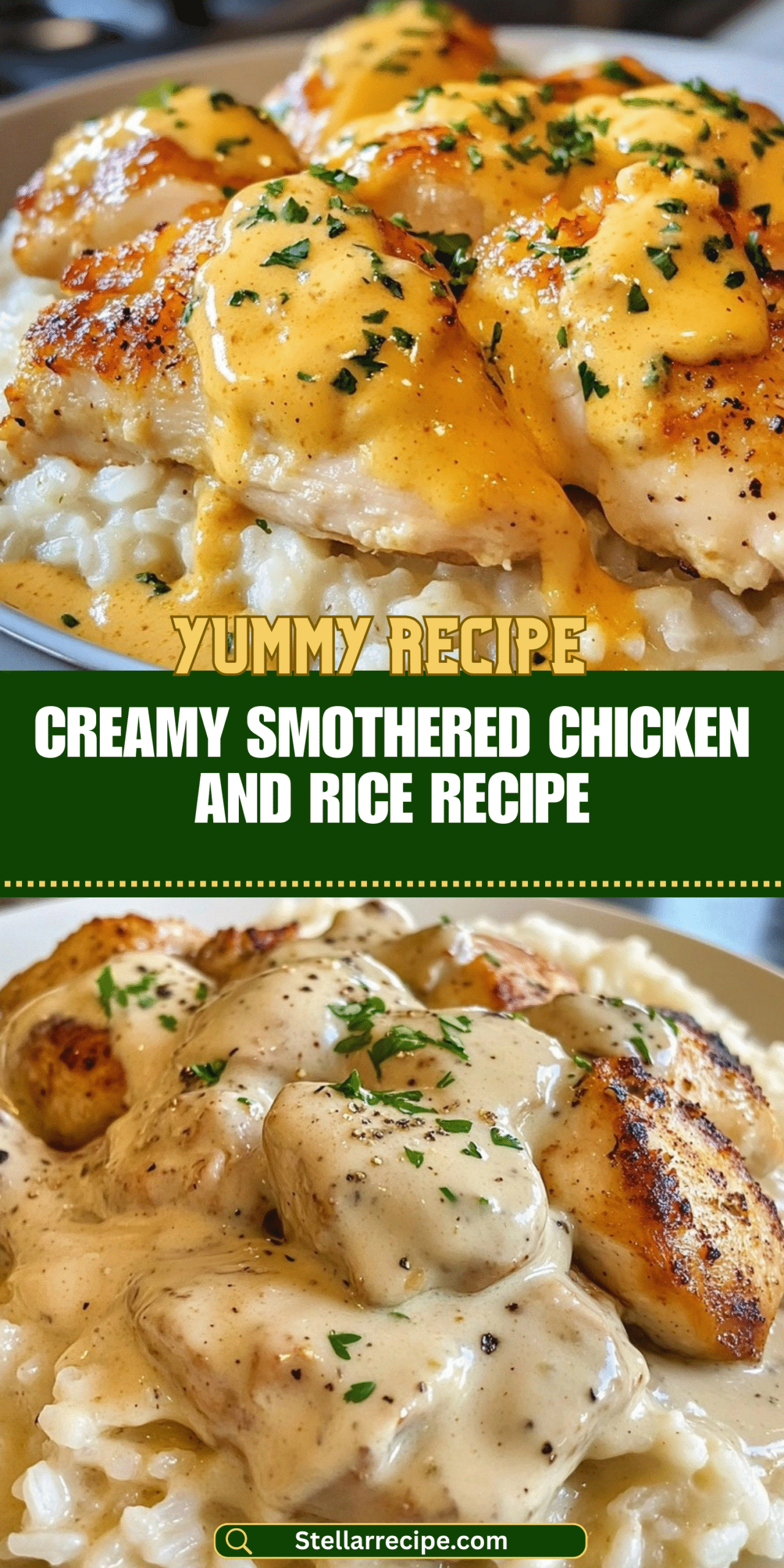 CREAMY SMOTHERED CHICKEN AND RICE RECIPE