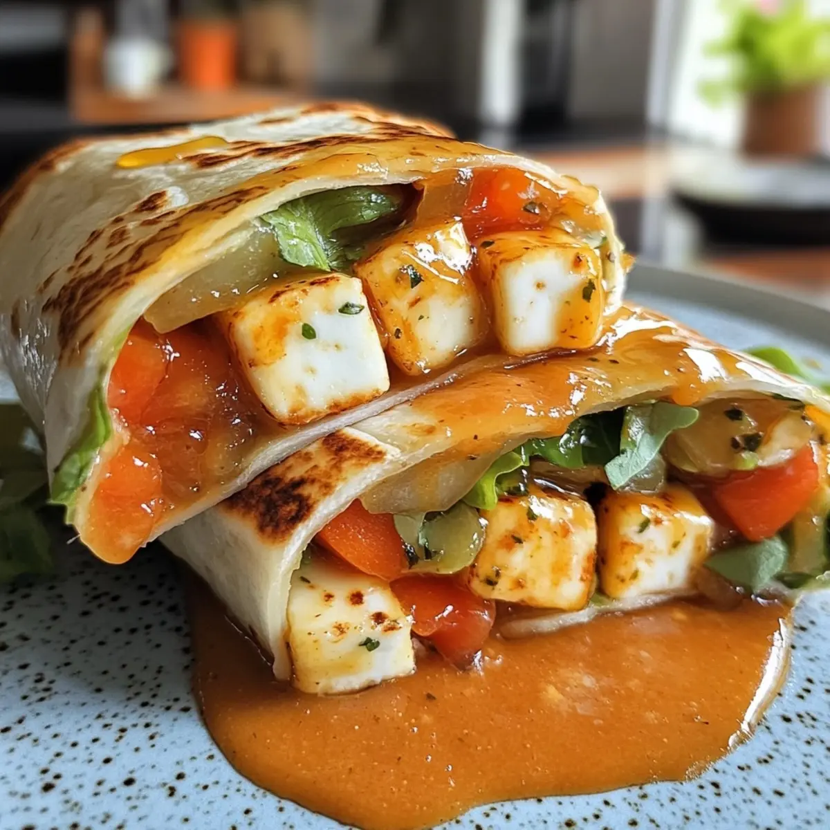 Hot Honey Halloumi Wrap