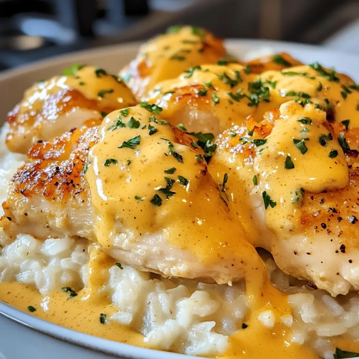 CREAMY SMOTHERED CHICKEN AND RICE RECIPE